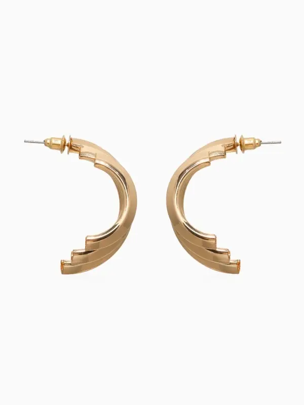 Серьги металл "Трио" на увеличение, цвет золото