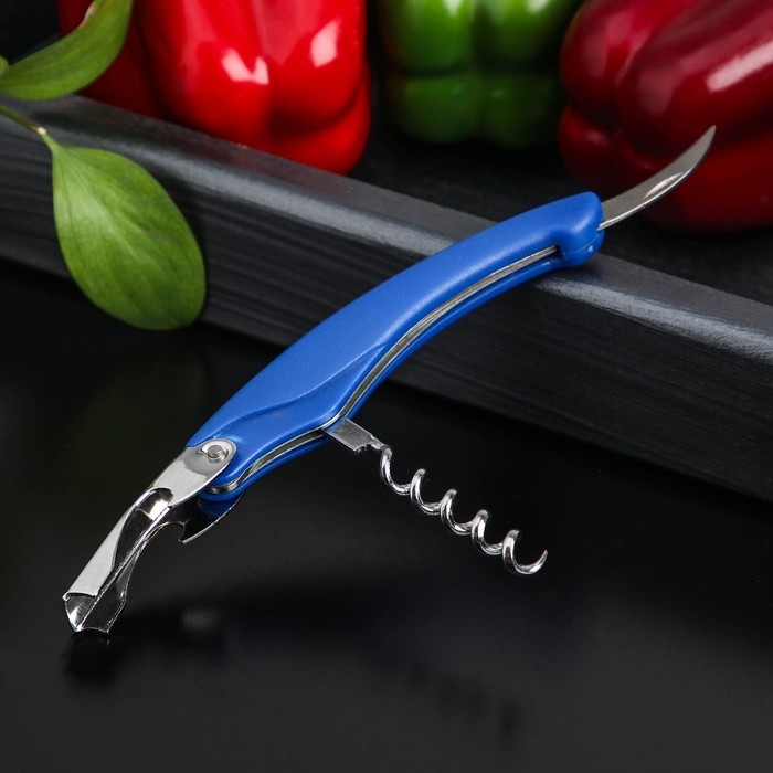 Штопор складной Доляна &laquo;Акула&raquo;, нержавеющая сталь, цвет МИКС