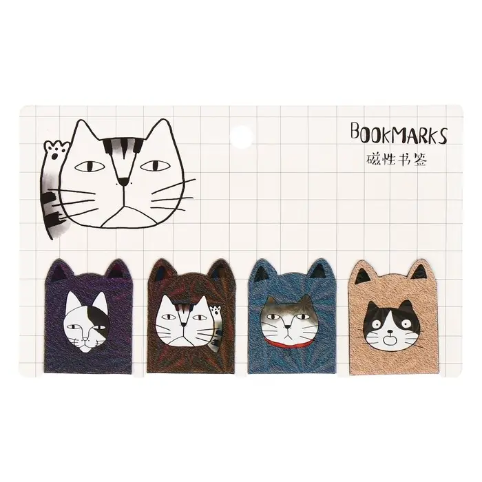 Набор магнитных закладок для книг Calligrata 4 штуки, "Кошки", МИКС