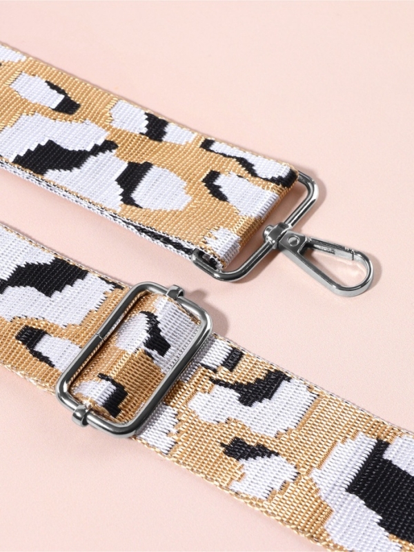 Ручка для сумки стропа с караб-ми 140&plusmn;1*3,8см орнамент леопард бежевый/серебряный АУ