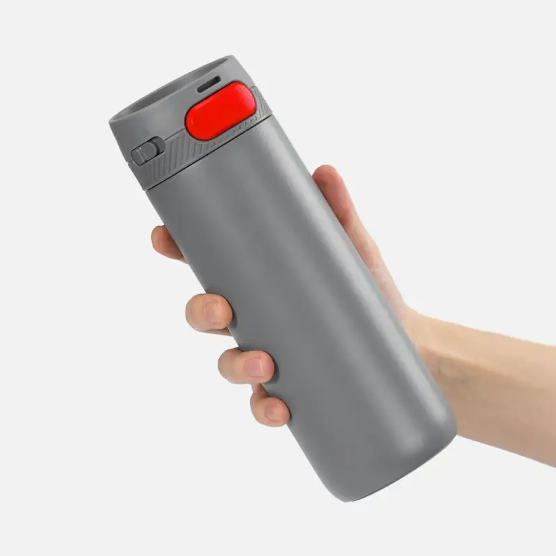 Термостакан X1 с цветной кнопкой, серый с красным