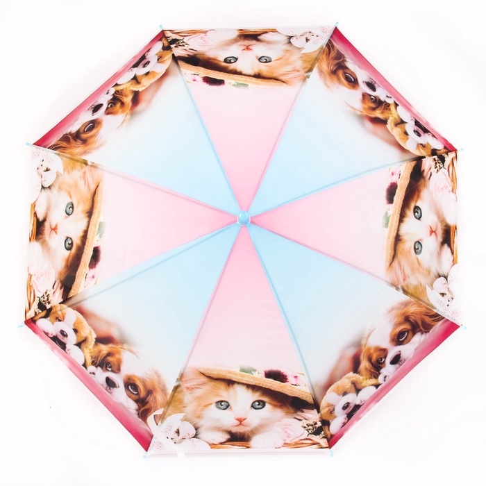 Зонт детский полуавтоматический &laquo;Милые зверюшки&raquo;, r=41см, со свистком, цвет МИКС