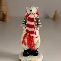 Сувенир полистоун "Медведь в полосатом свитере и шарфе" МИКС 7х6,5х16 см