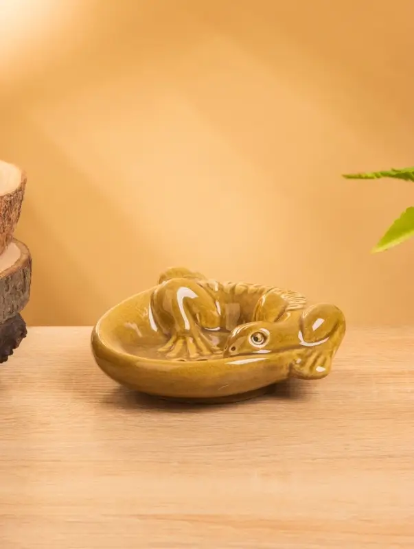 Мыльница "Хвостатый геккон" керамика, цв. коричневый, 11х11х3 см