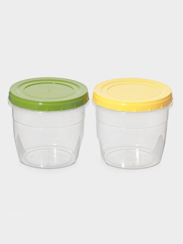 Банка для хранения продуктов, 1 л, пластик, прозрачная, крышка МИКС