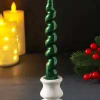 Свеча витая "LUXURY" 25*180 мм, лакированная, зеленая