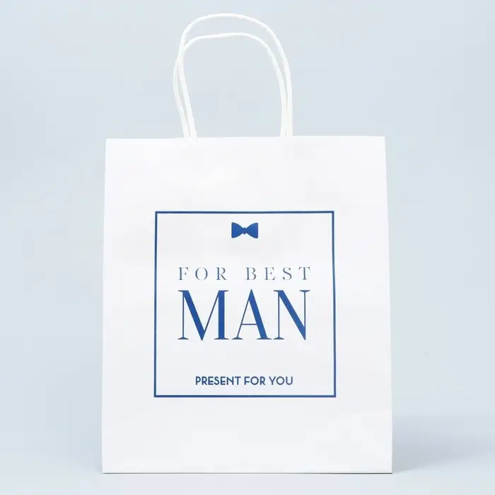 Пакет подарочный крафтовый, упаковка, Best man, 22 х 25 х 12 см
