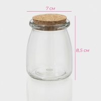Банка стеклянная для хранения сыпучих продуктов Доляна &laquo;Парфе&raquo;, 200 мл, 7&times;8,5 см, с пробковой крышкой