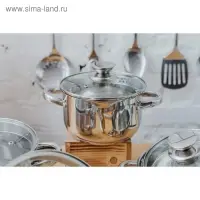 Кастрюля Magistro Klimena, 2,5 л, нержавеющая сталь, AISI - 201, крышка-дуршлаг, носик для слива, капсульное дно, индукция