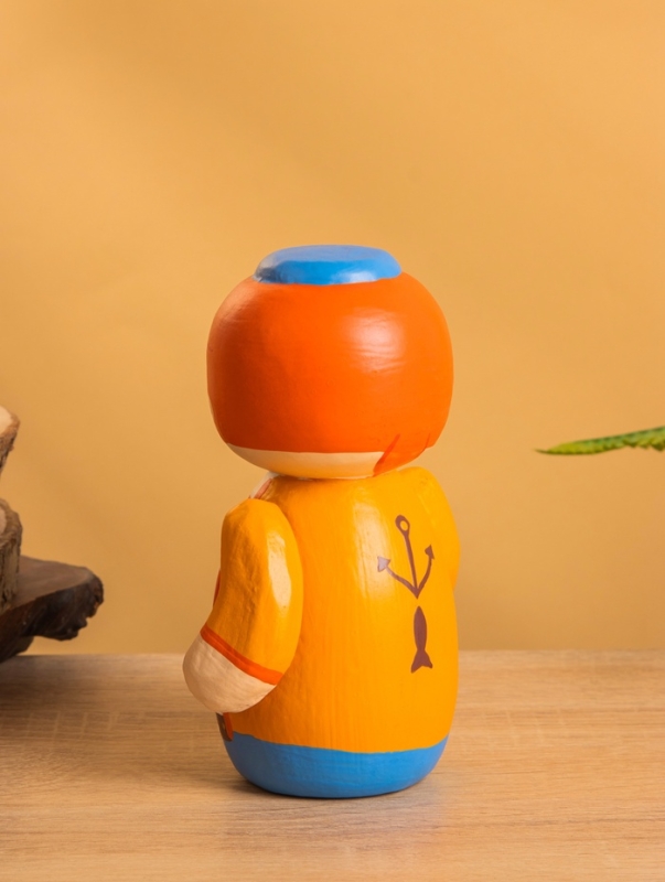 Деревянная кукла кокеши "Рыбак Бо" 11х9х15 см