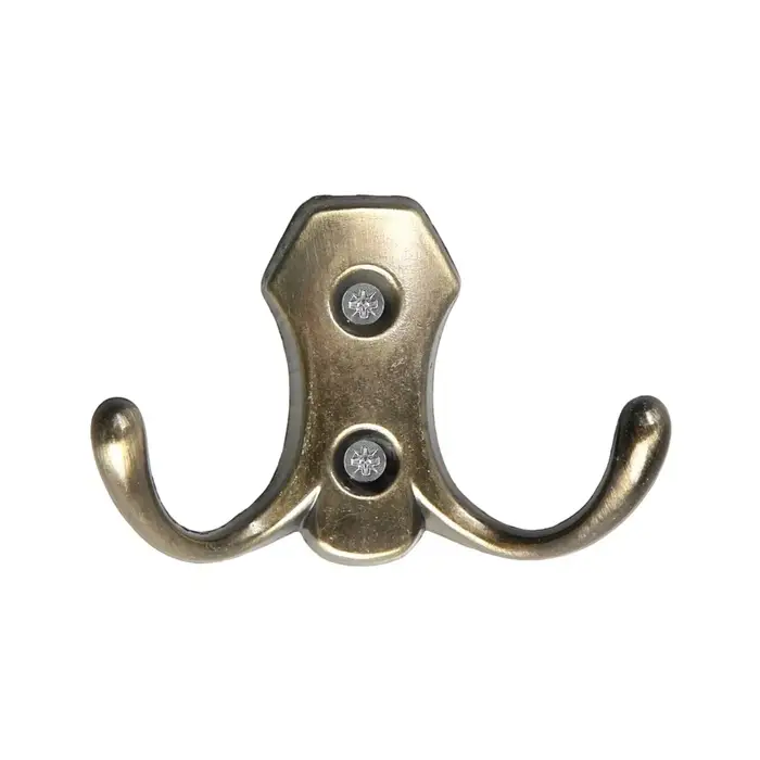 Крючок мебельный ТУНДРА TKd=007, двухрожковый, бронза
