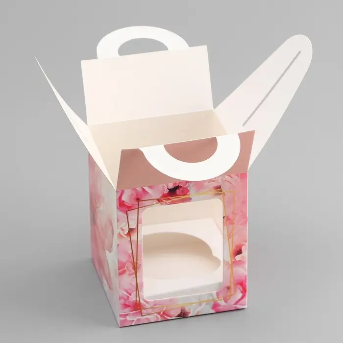 Коробка для 1 капкейка,&laquo;С Любовью&raquo;, 9.2&times;9.2&times;11.1 см