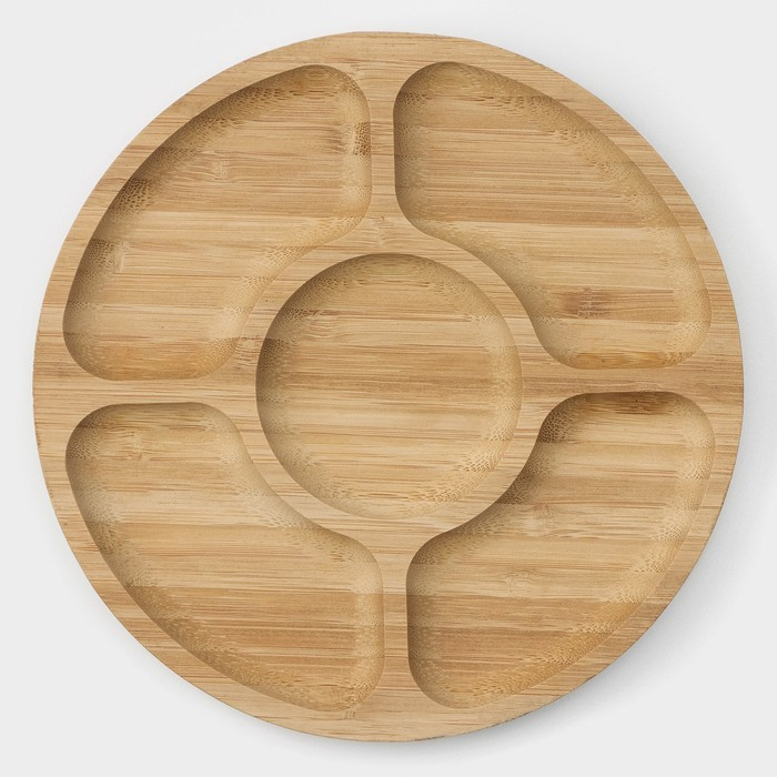 Менажница Доляна Striata, d=19,5 см, 5 секций, бамбук