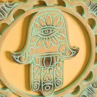 Панно "Хамса" МДФ, 30х30х1 см, цв. бежево-бирюзовый