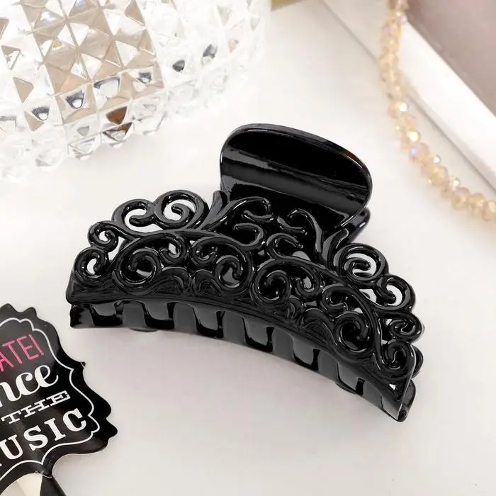 Крабик для волос &laquo;Глянец&raquo;, ажурный узор, 6.5 см, чёрный