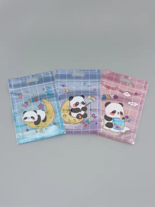 Пакет подарочный, с zip-lock застежкой, "Панда на луне", 15х23 &plusmn; 1см МИКС