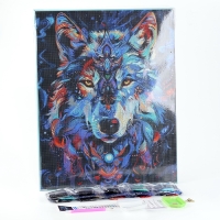 Алмазная мозаика с полным заполнением на холсте с подрамником &laquo;Лунный волк&raquo;, 40 х 50 см