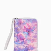 Кошелек жен 07-01-01 Июнь2535 цветы, 12*1,5*9 см, 2 отд+отд/молн, д/карт, сиреневый