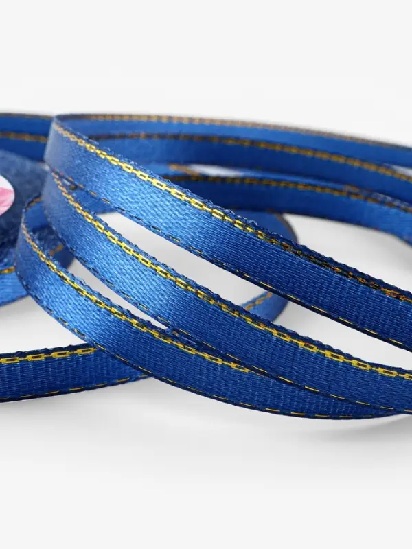 Лента атласная, с золотым люрексом, 6 мм, 23&plusmn;1 м, синяя №038