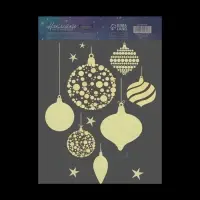 Наклейки новогодние, интерьерные со светящимся слоем &laquo;Новогодние игрушки&raquo;, 21 х 29,7 х 0,1 см