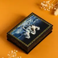 Шкатулка &laquo;Три коня&raquo;, 10&times;14 см, лаковая миниатюра