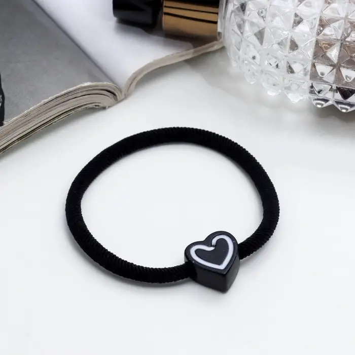 Резинка для волос &laquo;Алеста&raquo;, сердце, 5 см, чёрный