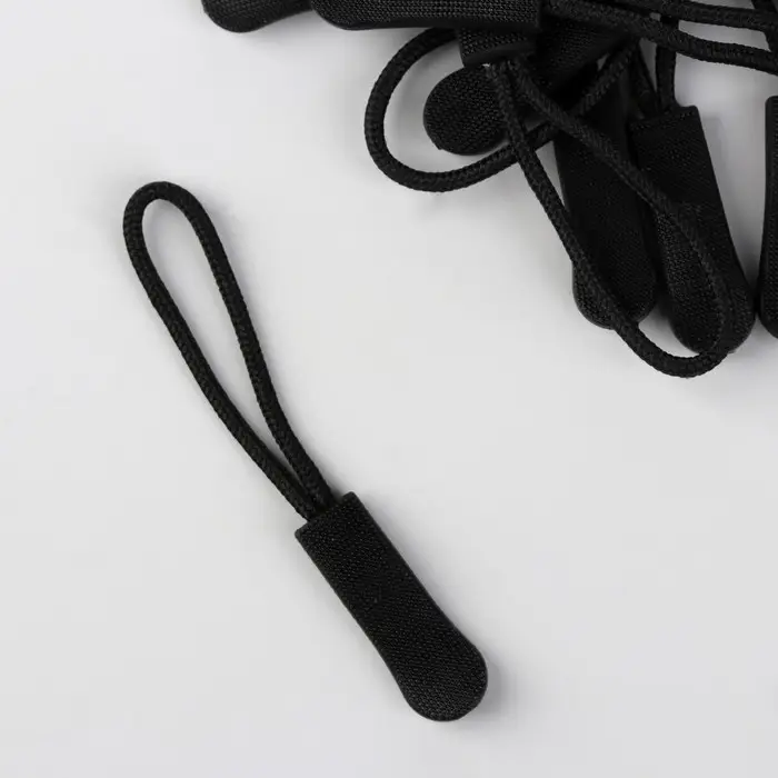 Пуллер для молнии, 2.5 см, 6&times;0.8 см, 10 шт., чёрный