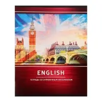 Тетрадь предметная 48 листов в клетку Calligrata, &laquo;Металл. Английский язык&raquo;, обложка мелованный картон, серые листы