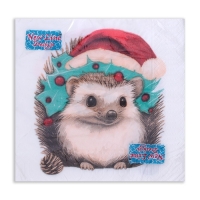 Новогодние салфетки бумажные New Line Design &laquo;Новогодний ёжик&raquo; 3 слоя, 33х33 см, 20 шт