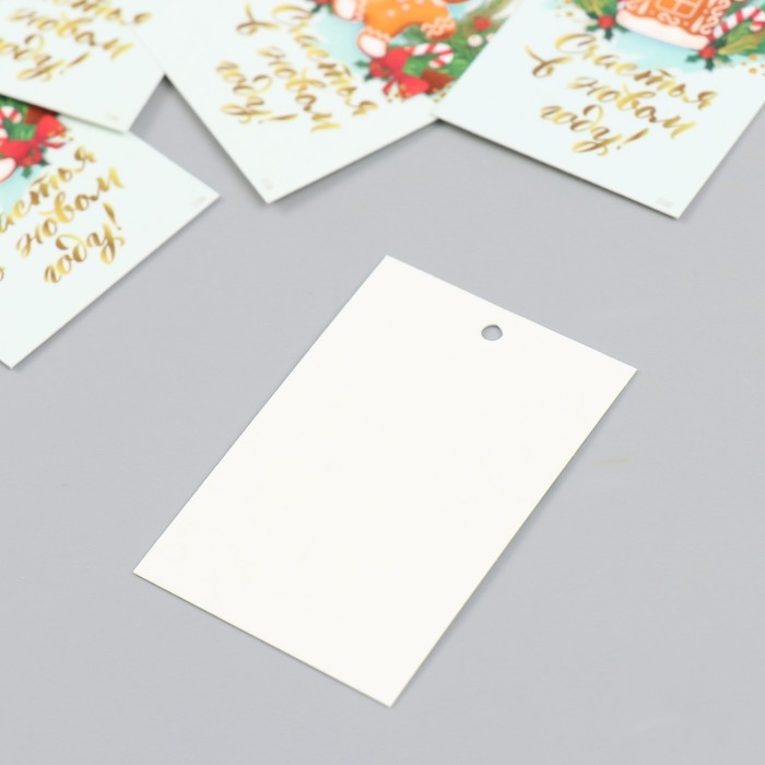 Бирка картон "Счастья в Новом году" набор 10 шт (5 видов) 4х6 см