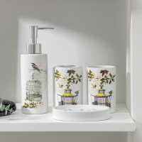 Набор аксессуаров для ванной комнаты &laquo;Клетка&raquo;, 4 предмета (дозатор 300 мл, мылница, 2 стакана), цвет белый