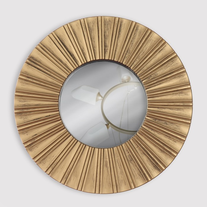 Зеркало настенное &laquo;Лучи&raquo;, d зеркальной поверхности 12 см, цвет &laquo;состаренное золото&raquo;