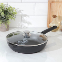 Сковорода &laquo;Традиция&raquo;, d=26 см, стеклянная крышка, съёмная ручка, антипригарное покрытие, цвет чёрный