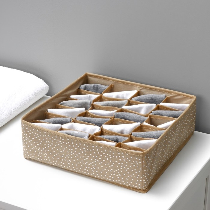 Органайзер для хранения белья Доляна Points, 24 ячейки, 30&times;30&times;10 см, цвет бежевый