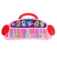 Пианино &laquo;Весёлые зверята&raquo;, звук, цвет розовый