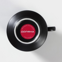 Чайная пара керамическая &laquo;Лист&raquo;, 2 предмета: кружка с ложкой 180 мл, блюдце d=13,5 см, цвет чёрный