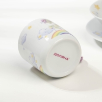 Набор детской посуды из керамики Доляна &laquo;Единорог&raquo;, 3 предмета: кружка 230 мл, миска 400 мл, тарелка d=18 см, цвет белый