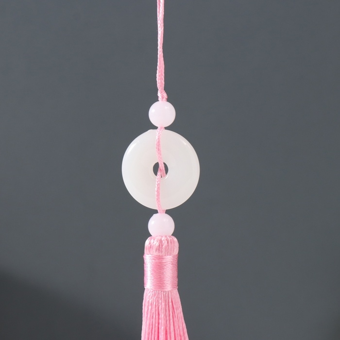 Подвеска текстиль, пластик "Нефритовый кулон" розовая 1х2,5х12,5 см