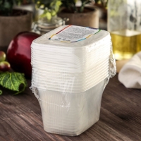 Контейнер пластиковый одноразовый с крышкой, 10 шт, 350 мл, 10,8&times;8,2&times;7 см, цвет прозрачный