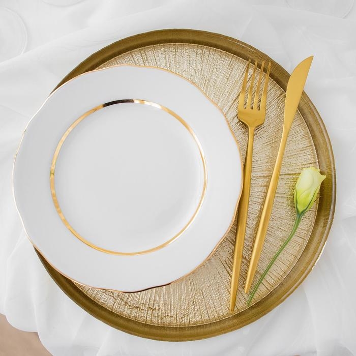 Блюдо сервировочное &laquo;Кувшинка&raquo;, d=28 см, цвет золотой