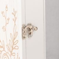 Ключница дерево 6 крючков "Веточка цветочная" состаренный белый 6х22х30 см