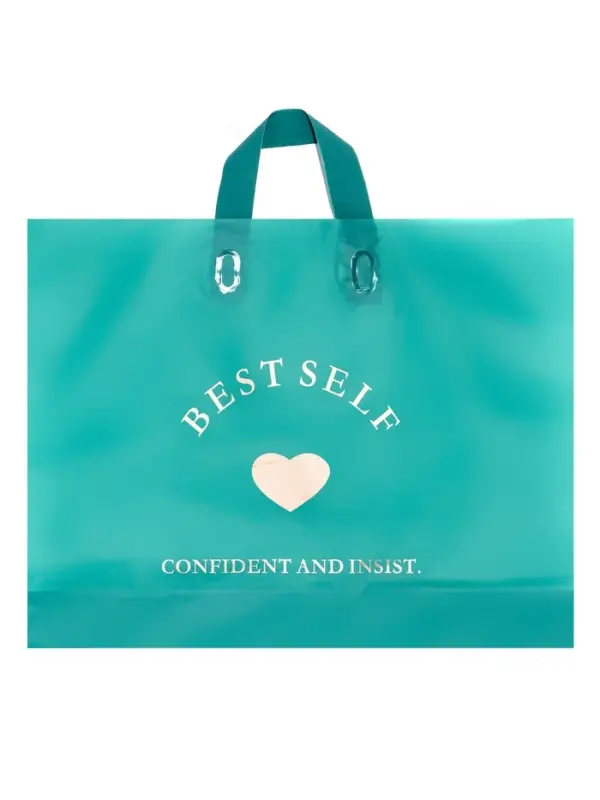 Пакет с петлевой ручкой зеленый 44 х 35 х 8 см  80 мкм