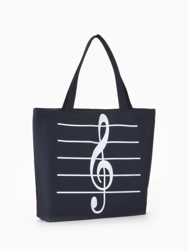 Шопер Музыка, 42*9*32, отдел на молнии, подклад, черный/белый