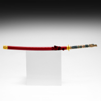 Сувенирное оружие &laquo;Катана на подставке&raquo;, красные ножны, голова дракона на рукоятке, 108 см