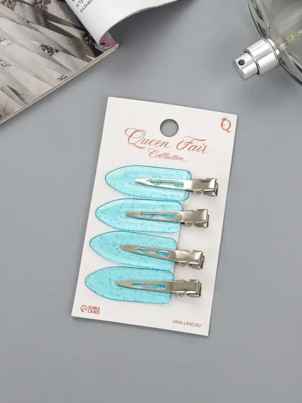 Зажим для волос "Милана" (набор 4 шт) 5,5 см, микс
