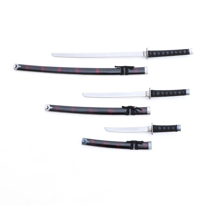 Сув. изделие катаны 3в1 на подставке, ножны дерево, черные с дымкой бордо глянец 51/77/100см