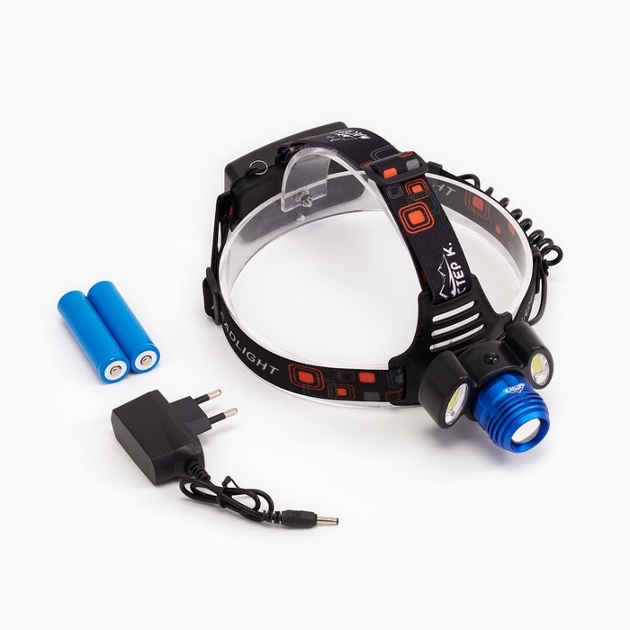 Фонарь налобный аккумуляторный "Мастер К", 1200 мАч, 4 режима, 7.5 х 8 см