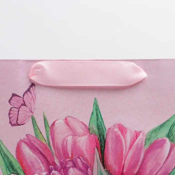 Пакет подарочный ламинированный, упаковка, &laquo;Тюльпаны 8 марта&raquo;, ML 23 х 27 х 11.5 см