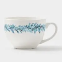 Чайная пара новогодняя &laquo;Зимний вечер&raquo;, 2 предмета: чашка 210 мл, блюдце d=15 см, фарфор, белая