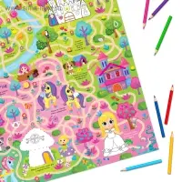 Раскраска - активити - плакат &laquo;Лабиринт в волшебном лесу&raquo;, с заданиями, 59 &times; 84 см